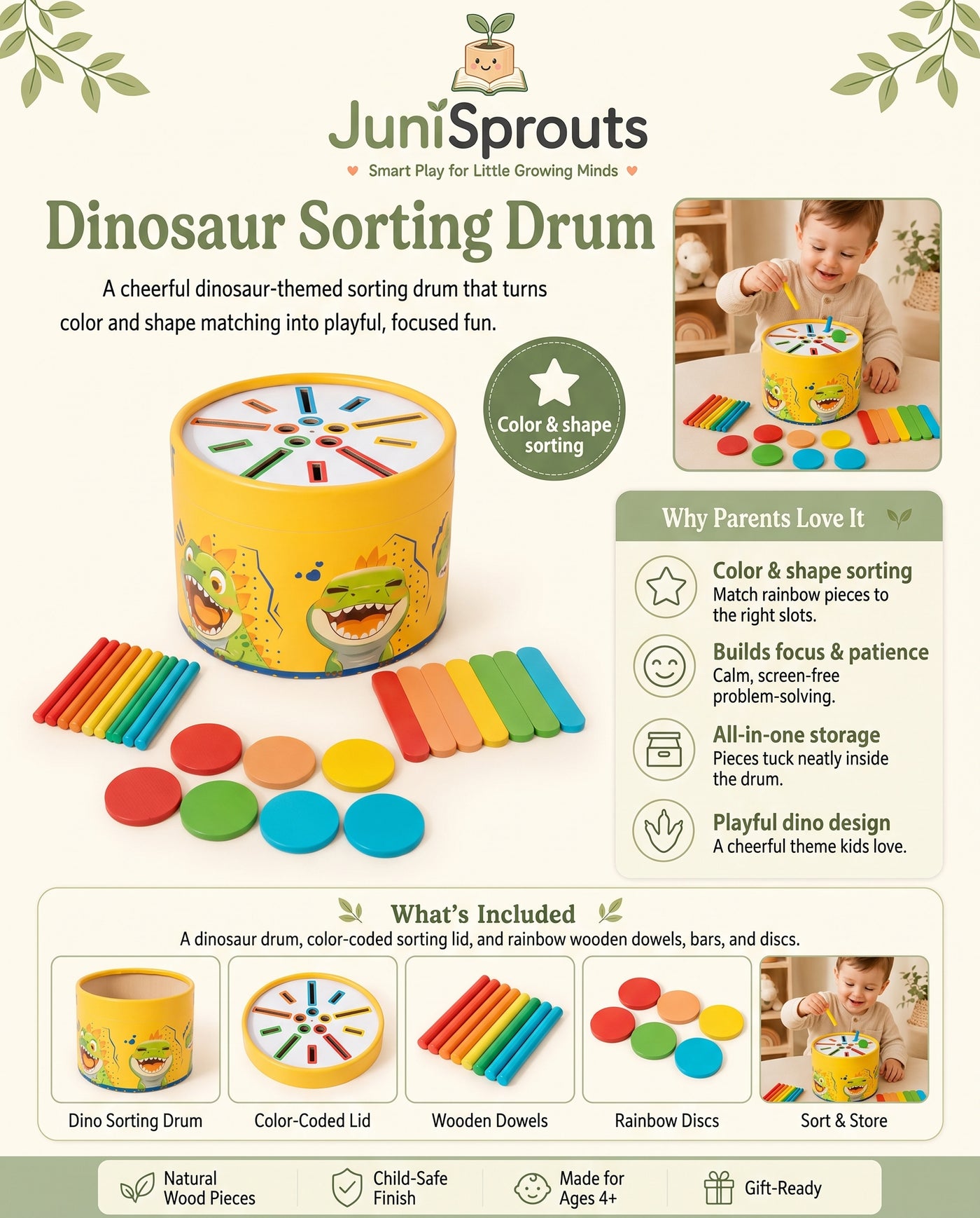 Dinosaur Sorting Drum overview — why parents love it and what's included