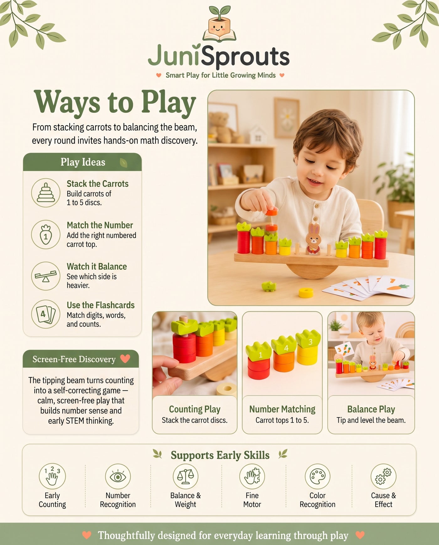 Wooden Bunny Balance Scale ways to play and early skills