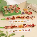 Wooden food lacing set dimensions and size reference chart