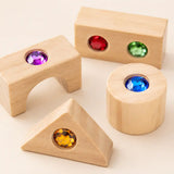 Wooden gem building blocks set dimensions and size reference chart