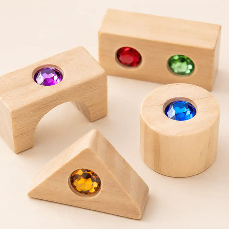 Wooden gem building blocks set dimensions and size reference chart