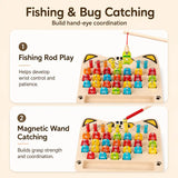 Wooden magnetic alphabet fishing game features and play modes overview