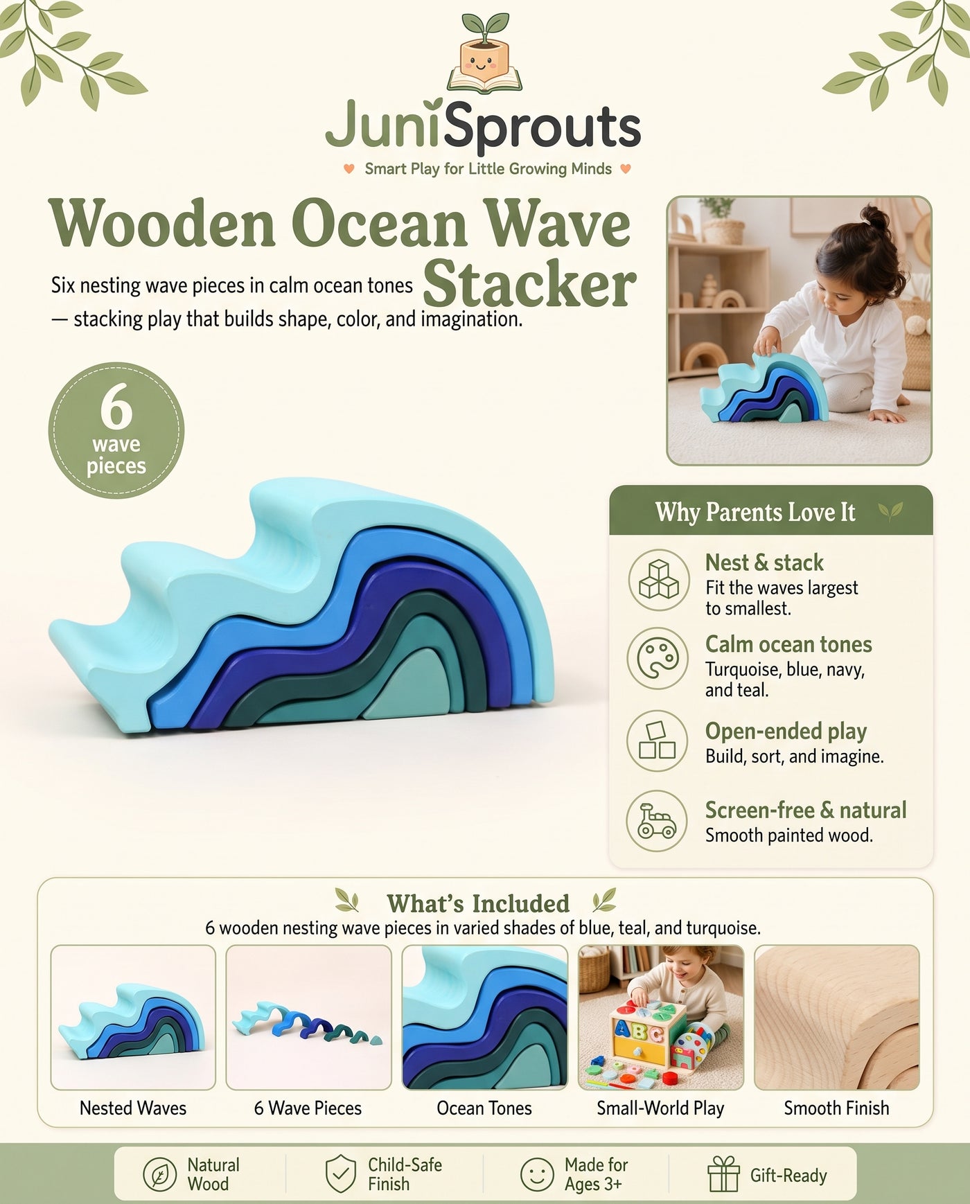 Wooden Ocean Wave Stacker overview and what's included