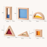 Wooden sensory blocks set dimensions and size reference chart