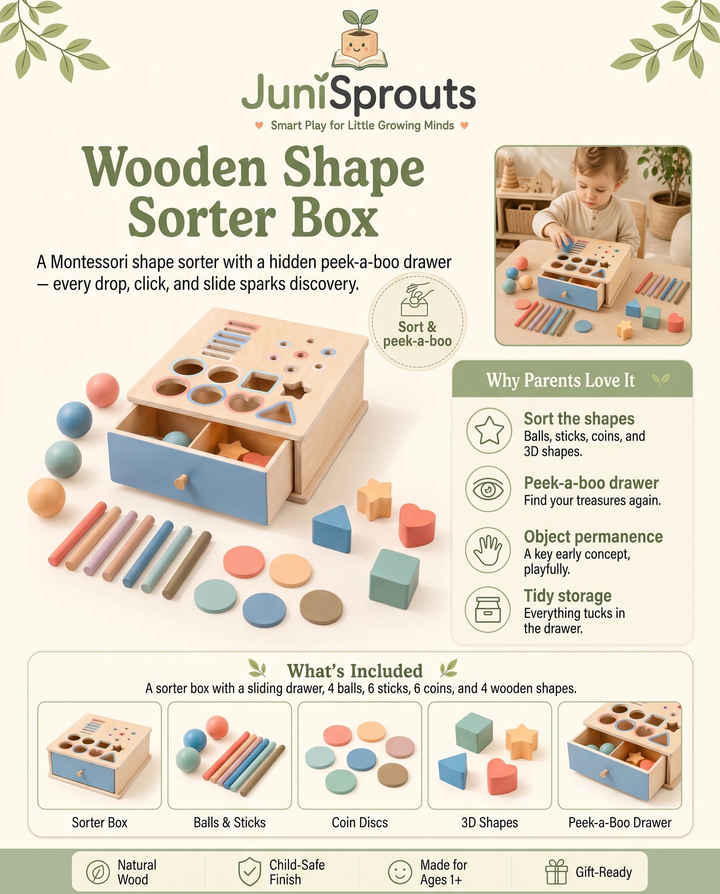 Wooden Shape Sorter Box overview and what's included