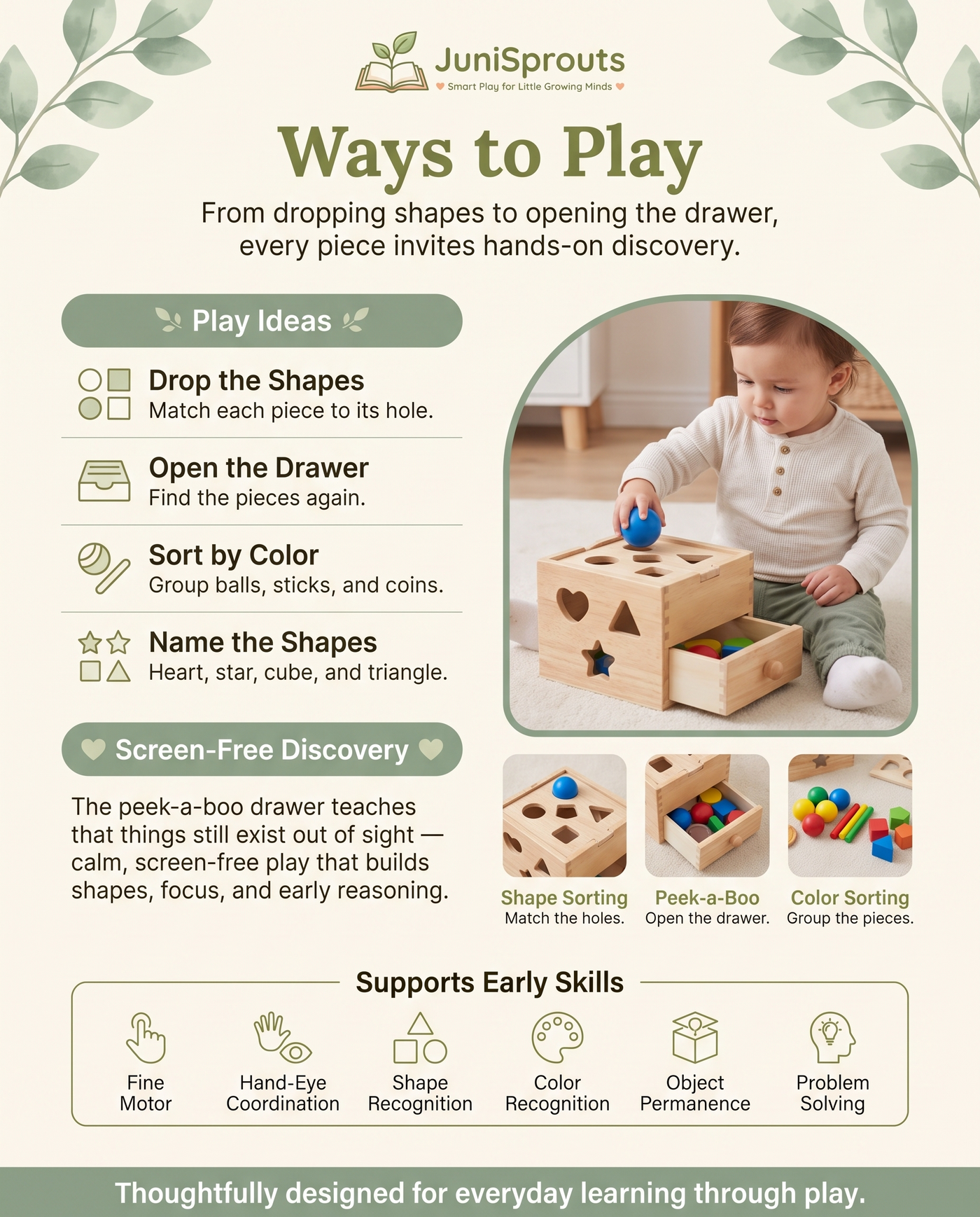 Wooden Shape Sorter Box ways to play and early skills